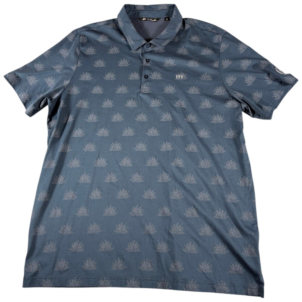 Travis Mathew Polo Shirt Mens XXXL Blue Premium Stretch Western Agave Print